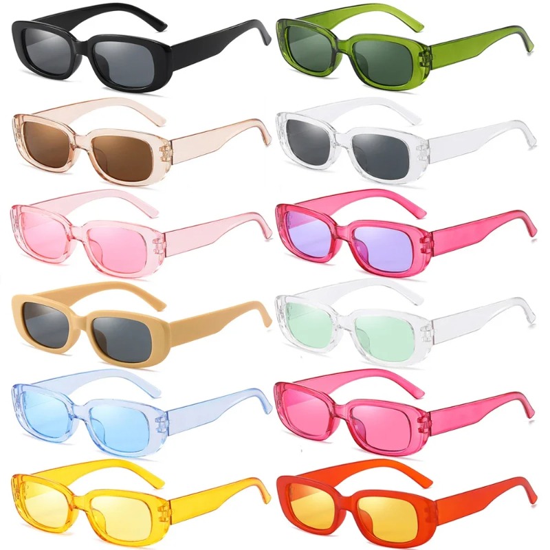 Cycling Glasses - 女性男性スチームパンク長方形フレームサングラスゼリーカラー UV400 保護サイクリングサングラス自転車ゴーグル夏眼鏡